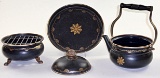 A 3pc German Asta Enameled Brass Tea Pot