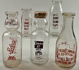 5 Vintage Milk & Cream Bottles