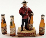A Drewry's Beer Advertising Figure & 3 Pabst Bottles