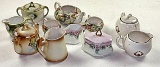 11 Pc Porcelain Tea Pots, Creamers & Sugars
