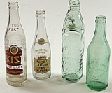 4 Vintage Glass Soda Bottles