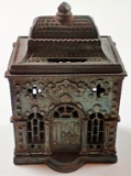 A 19th C Cast Iron Bank Building w/domed roof, Exc+ cond with 80% orig lust