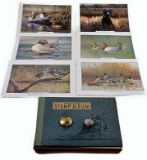 A Vintage US Stamp Album and Game Bird Prints