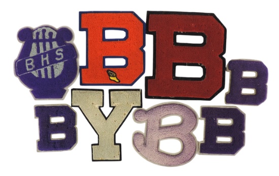 Burlington, Iowa Historical Collectibles (6), Varsity Sports Letters & Musical Lyre, awarded for ...