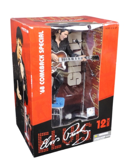 Elvis Presley '68 Comeback Special Auction Figure, McFalane Toys, Stunningly detailed in black le...