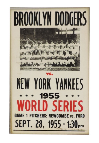 Poster, Brooklyn Dodgers vs New York Yankees, newer version of 1955 World Series, Game 1, Pitchers: