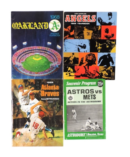 Major League Baseball Souvenir Programs (4), Astros vs Mets, Â©1968, Los Angeles Angels 1965 Year...