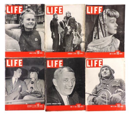 LIFE Magazines-1940 (6), Includes February 5/Swedish Aviators, April 15/Government & Youth, May 1...
