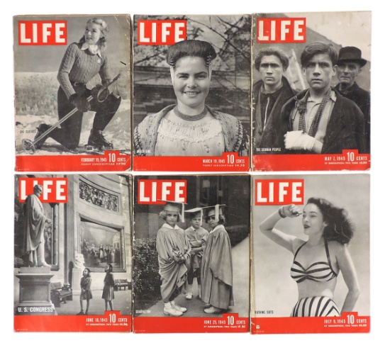 LIFE Magazines-1945 (11), Includes February19/Ski Clothes, March 19/Dutch Girl, May 7/The German ...