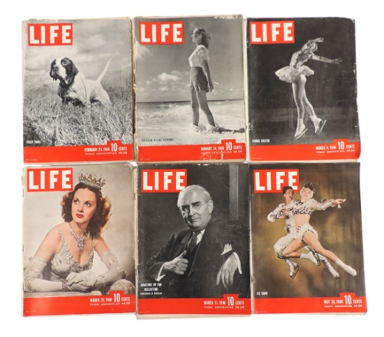 LIFE Magazines-1946 (9), Includes January 14/Southern Resort Fashions, February 25/Field Trial, M...