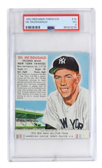 Baseball Card, Gil Mc Dougald-Second Base New York Yankees, 1952 Red Man Tobacco w/tab, PSA Grade...