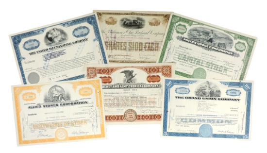 Stock Certificates (6), The Baltimore and Ohio Railroad Company, 10 Shares, c.1895, The United Il...