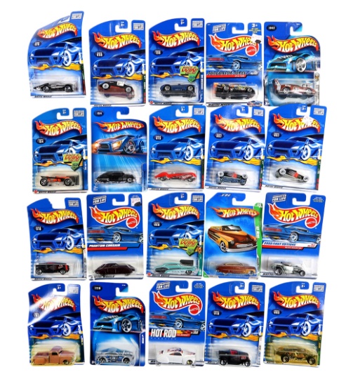 Hot Wheels (20), Lakster, '49 Merc, So Fine, Track T (2), Nissan Z, Tail Dragger, Hooligan (2), P...