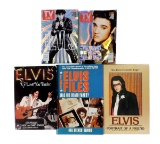 Elvis Presley Books (5), hardcover/prefect binding w/orig paper sleeve (3) & TV Guide (2), 