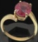 Ring marked 14K with pink stone. Approx 2.8 grams.