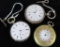 Lot of (3) antique Pocket Watches (non functioning) includes key wind Cote, unnamed key wind & H.Kuh