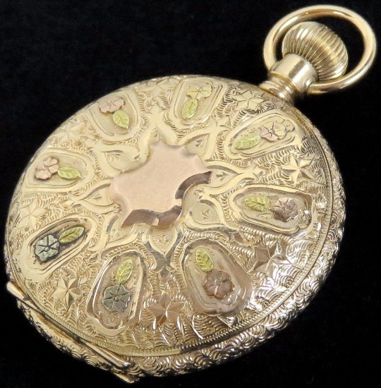 Elgin Pocket Watch 7 Jewels Size 6s movement # 6512047. 14K B.W.C. Co 755778.