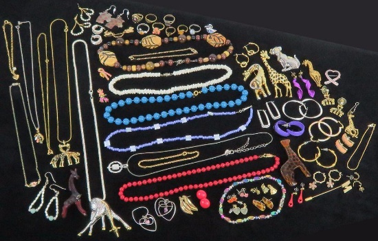 Large assortment of Jewelry includes 10K & 14K, Costume Jewelry, Rings, Necklaces, Earrings and more