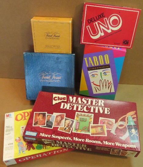 Large Board Game lot & more! Includes Great Blizzard, Tripoley, Monopoly, Operation, Clue, Taboo &