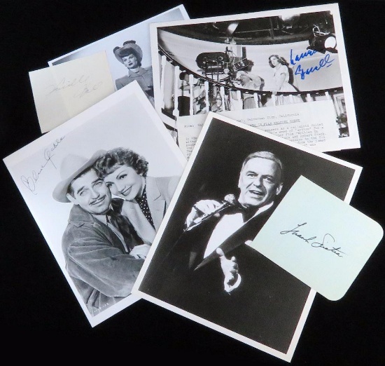 "Hollywood Legends" (4) piece autograph collection includes Clark Gable, Frank Sinatra, Lucille Ball