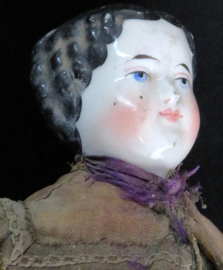 High Brow China Head Doll ca. 1860's. Condition as pictured. Approx 14".