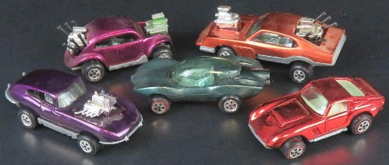 Lot of (5) vintage Johnny Lightning Topper includes Jumpin Jag, Mad Maverick, Bug Bomb, Custom Ferra