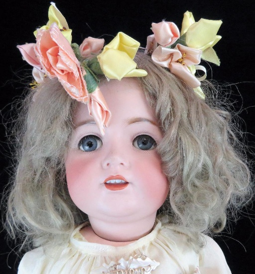 Antique Doll: Johann Daniel Kestner (JDK) 26" "Anna" Bisque Comp. Glass Eyes - Blue. Original Dre