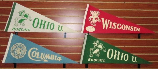Lot of (30) Vintage Felt College Pennants includes Northwestern, Tulane, Columbia, Dartmouth, Wiscon