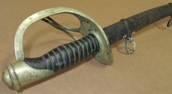 1861 Civil War Era Sword with Sheath. Belonged to Richard Brewer. Dated 1861 on blade.