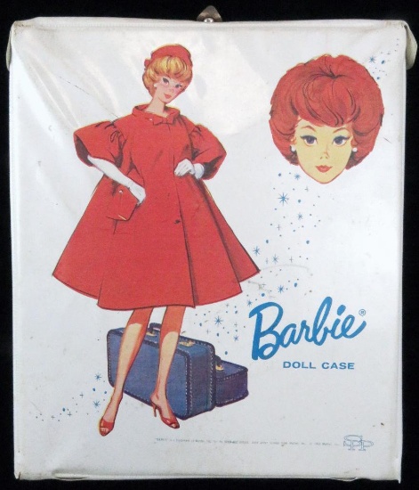 1963 Barbie Doll Case with clothes and unmarked doll.