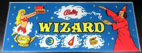 Vintage "Wizard" Poker Machine Glass Insert - Part No. G-387-29 Bally Mfg. Co. 1-10-75 Serial No. Ap