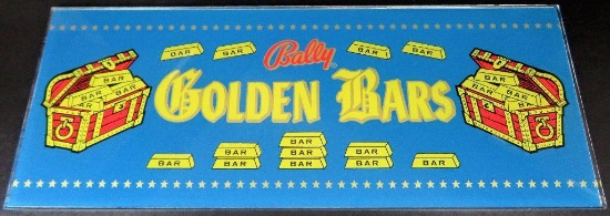 Vintage "Golden Bars" Poker Machine Glass Insert - Part No. G-387-40 Bally Mfg. Co. 5-30-75 Serial N