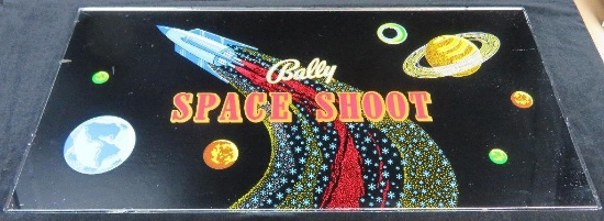 Vintage "Space Shoot" Poker Machine Glass Insert - Part No. G-376-3 Bally Mfg. Co. 6-26-70 Serial No