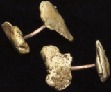Pair of Gold Nugget Cufflinks - nuggets tests 18+K posts tests 14K. Approx 12.2 grams
