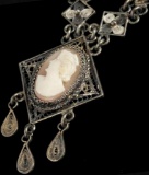 Antique Sterling Cameo Necklace.