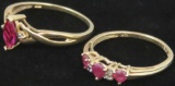 Lot of (2) Rings marked 10K with pink & clear stones. Approx 3.2 grams.