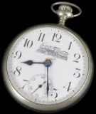 Gloria Pocket Watch movement # AB003907 Train motif on dial and case.