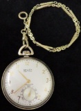 Gruen Pocket Watch 17 Jewels movement # 4-124444 with watch fob.