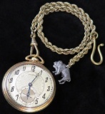 Illinois Pocket Watch - James A. Garfield 17 Jewels movement # 3742021 with watch fob.