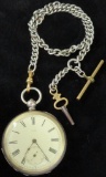 Pocket Watch marked 11320 on face in Fine Silver Case with watch fob.