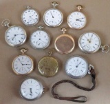 Watch Dealer Lot: (11) non-functioning Waltham Pocket Watches. Fixer-ups or parts! Nice variety!