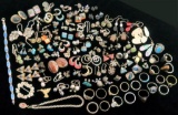 Large lot of misc vintage Jewelry items includes Silver, Gold, Costume, Rings, Earrings Pins, etc.