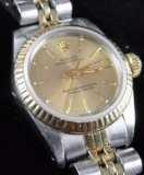 Rolex: Ladies Two-Tones 18K & Stainless Rolex Watch.