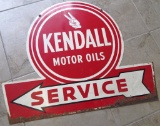 2-Sided Kendall Motor Oils Service Sign with Arrow approx 35