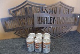 3pc. lot includes (2) Harley Davidson laser-cut steel logos approx 21.5