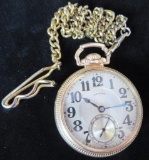 Illinois Bunn Special Motor Barrel Pocket Watch 21 Jewels movement # 5116555. With Watch Fob.