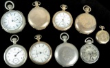 Pocket Watch lot includes (7) Pocket Watches & (2) Watch Cases includes Cheshire, Elgin, Illinois &
