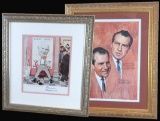 Norman Rockwell signed (2) 10x12 lithographs. President Nixon and 