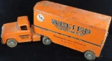 Vintage Tonka Toys Allied Van Lines Pressed Steel Toy Cab & Trailer. (missing wheels trailer front).