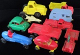 Lot of (10) vintage Plastic Toys includes Tootsietoy, Hubley Kiddietoy, Processed Plastic Co. Aurora